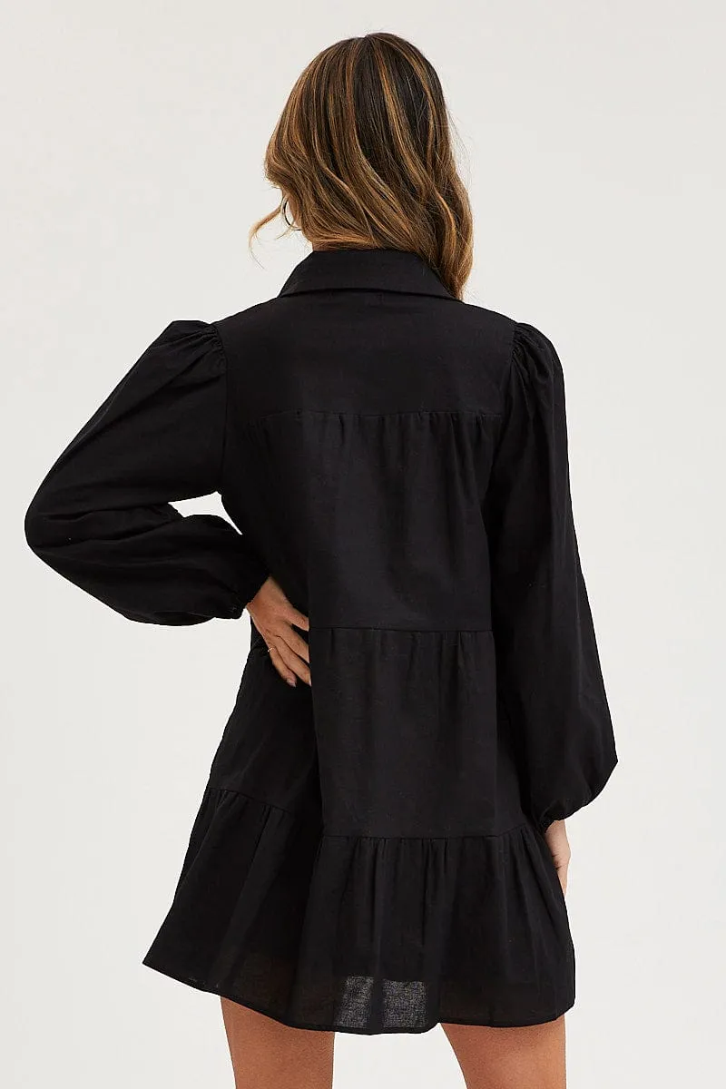 Black Tiered Dress Long Sleeve Mini sold by Ally Fashion product image thumbnail 5