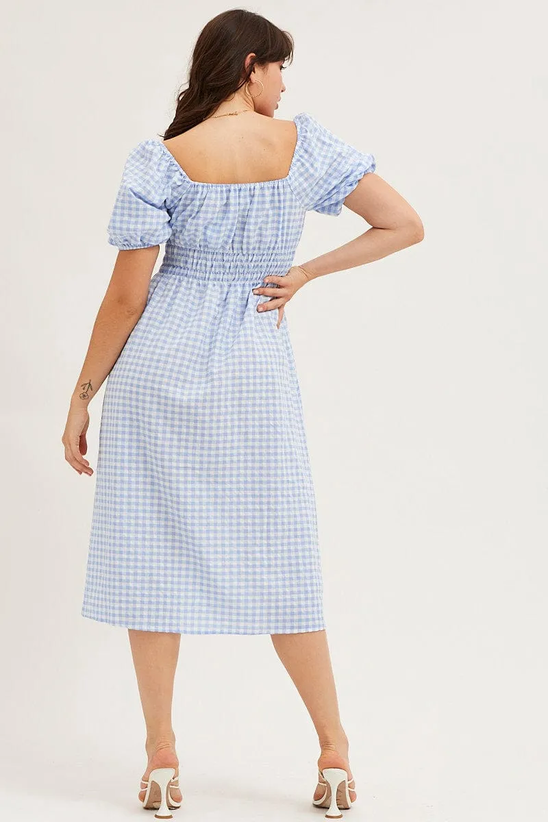 Check Dress Short Sleeve Midi Square Neck sold by Ally Fashion product image thumbnail 5