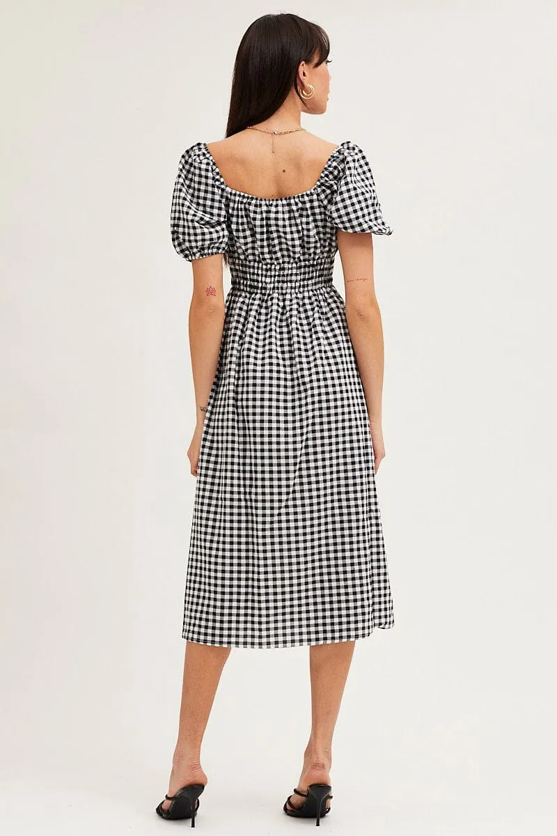 Check Dress Short Sleeve Midi Square Neck sold by Ally Fashion product image thumbnail 5