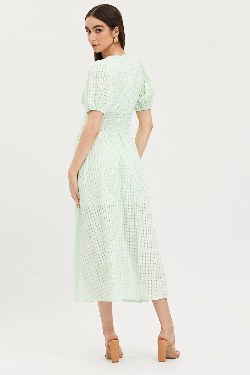 Check Puff Sleeve Midi Dress sold by Ally Fashion product image thumbnail 5