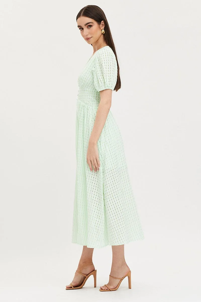 Check Puff Sleeve Midi Dress sold by Ally Fashion product image thumbnail 4