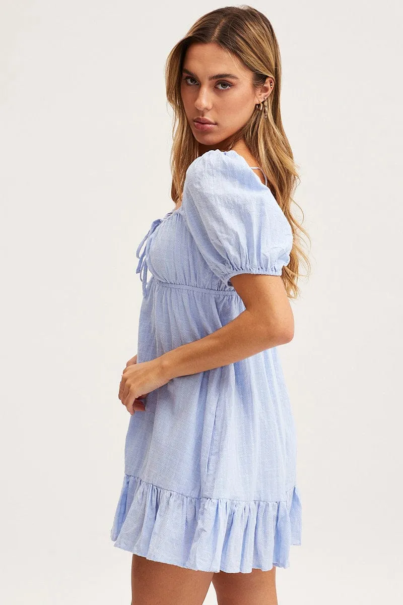 Blue Skater Dress Short Sleeve Mini sold by Ally Fashion product image thumbnail 4