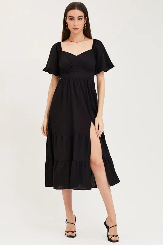 Black Bust Dress Short Sleeve Maxi sold by Ally Fashion