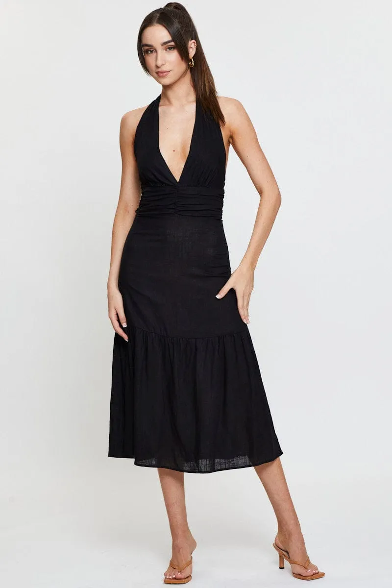 Black Dress Sleeveless Maxi Halter Neck sold by Ally Fashion product image thumbnail 3