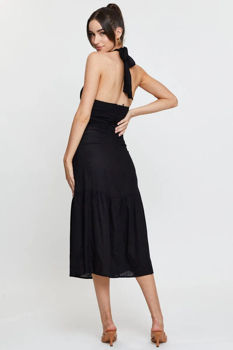 Black Dress Sleeveless Maxi Halter Neck sold by Ally Fashion product image thumbnail 5