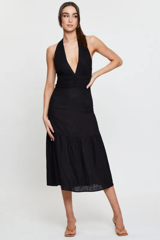 Black Dress Sleeveless Maxi Halter Neck sold by Ally Fashion