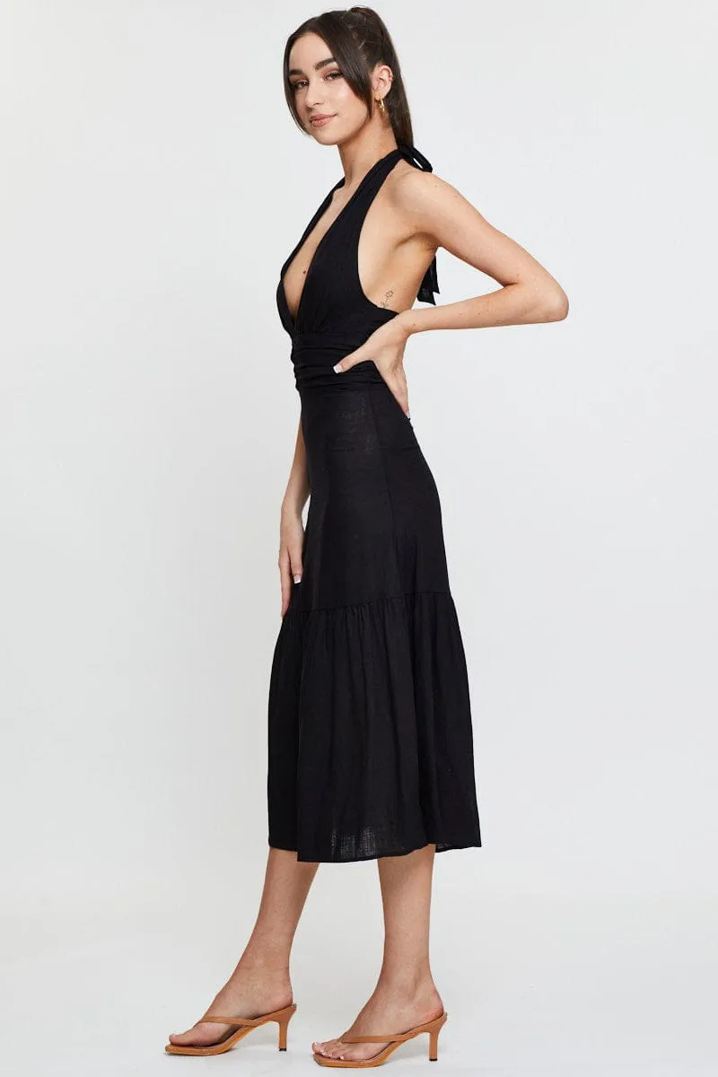 Black Dress Sleeveless Maxi Halter Neck sold by Ally Fashion product image thumbnail 4