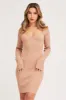 Brown Dress Long Sleeve Mini Sweetheart Knit sold by Ally Fashion