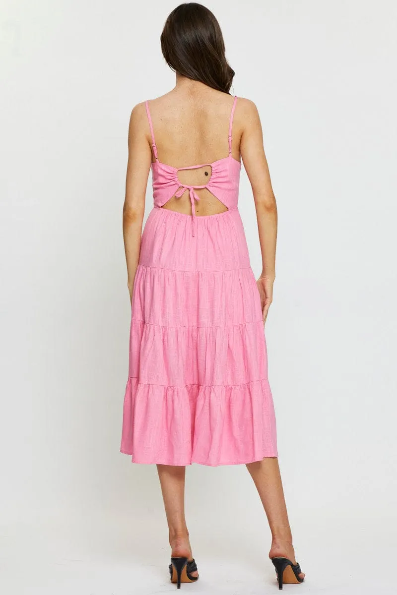 Pink Tiered Dress Midi sold by Ally Fashion product image thumbnail 5