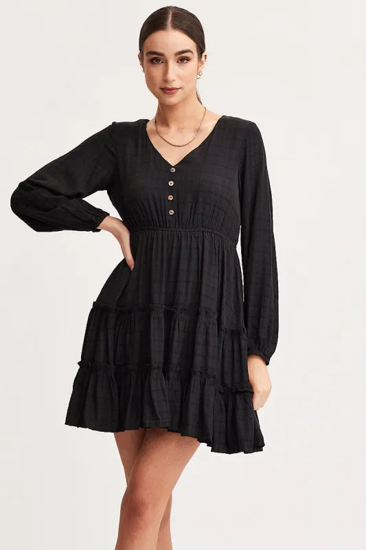 Black Skater Dress Long Sleeve Mini sold by Ally Fashion