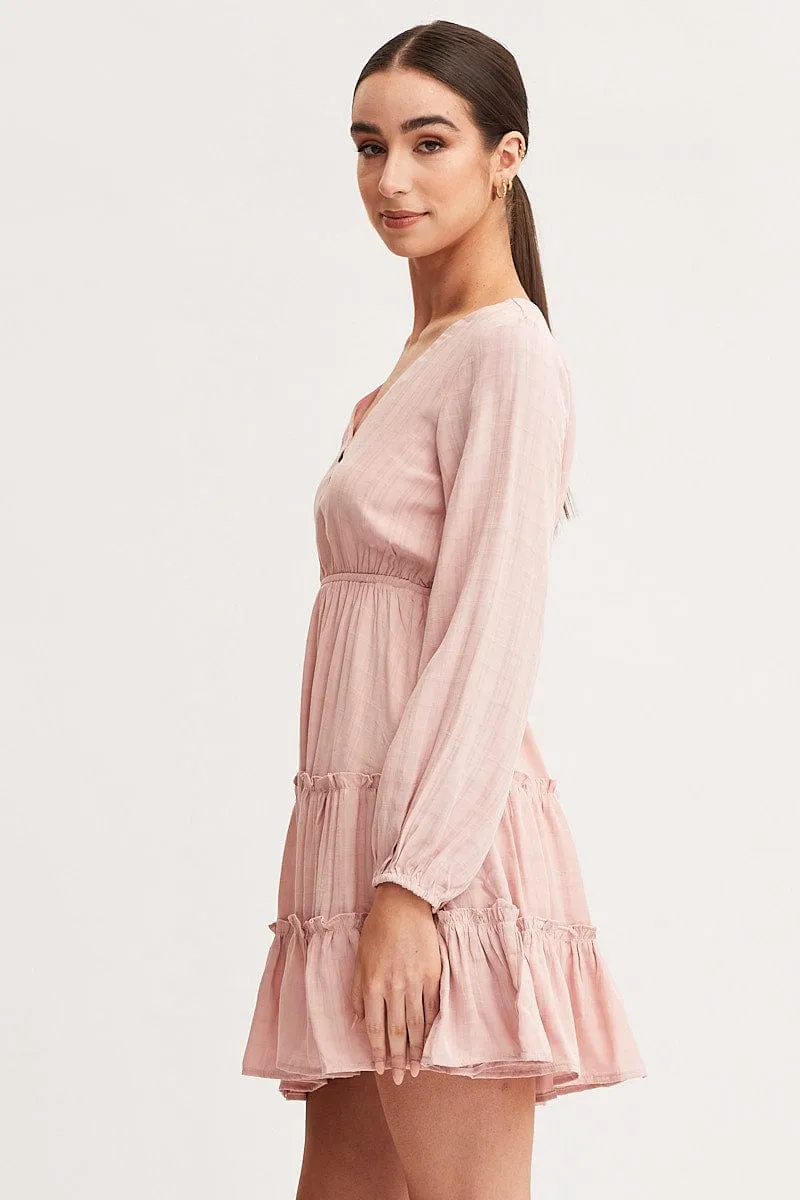 Pink Skater Dress Long Sleeve Mini sold by Ally Fashion product image thumbnail 4