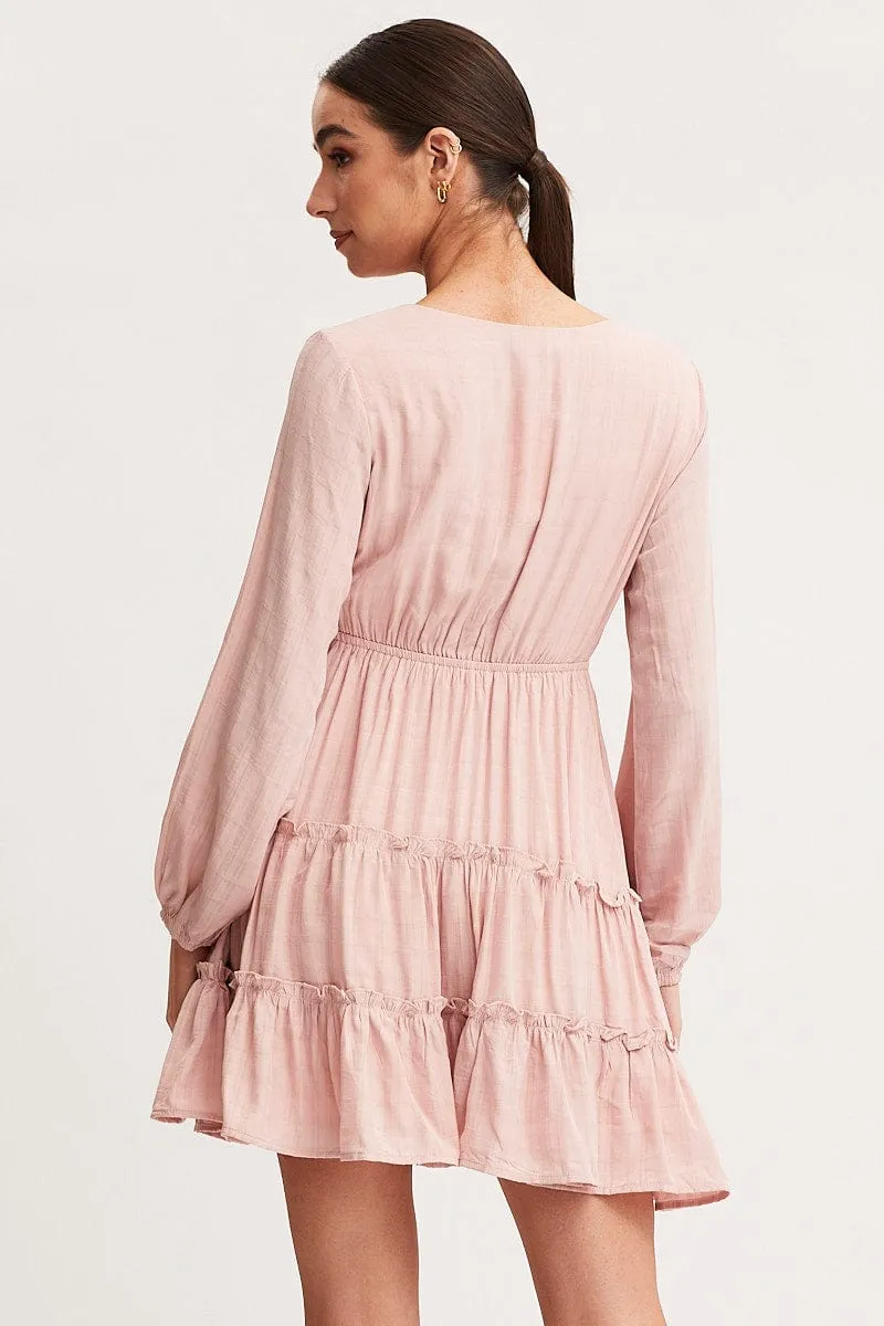 Pink Skater Dress Long Sleeve Mini sold by Ally Fashion product image thumbnail 5