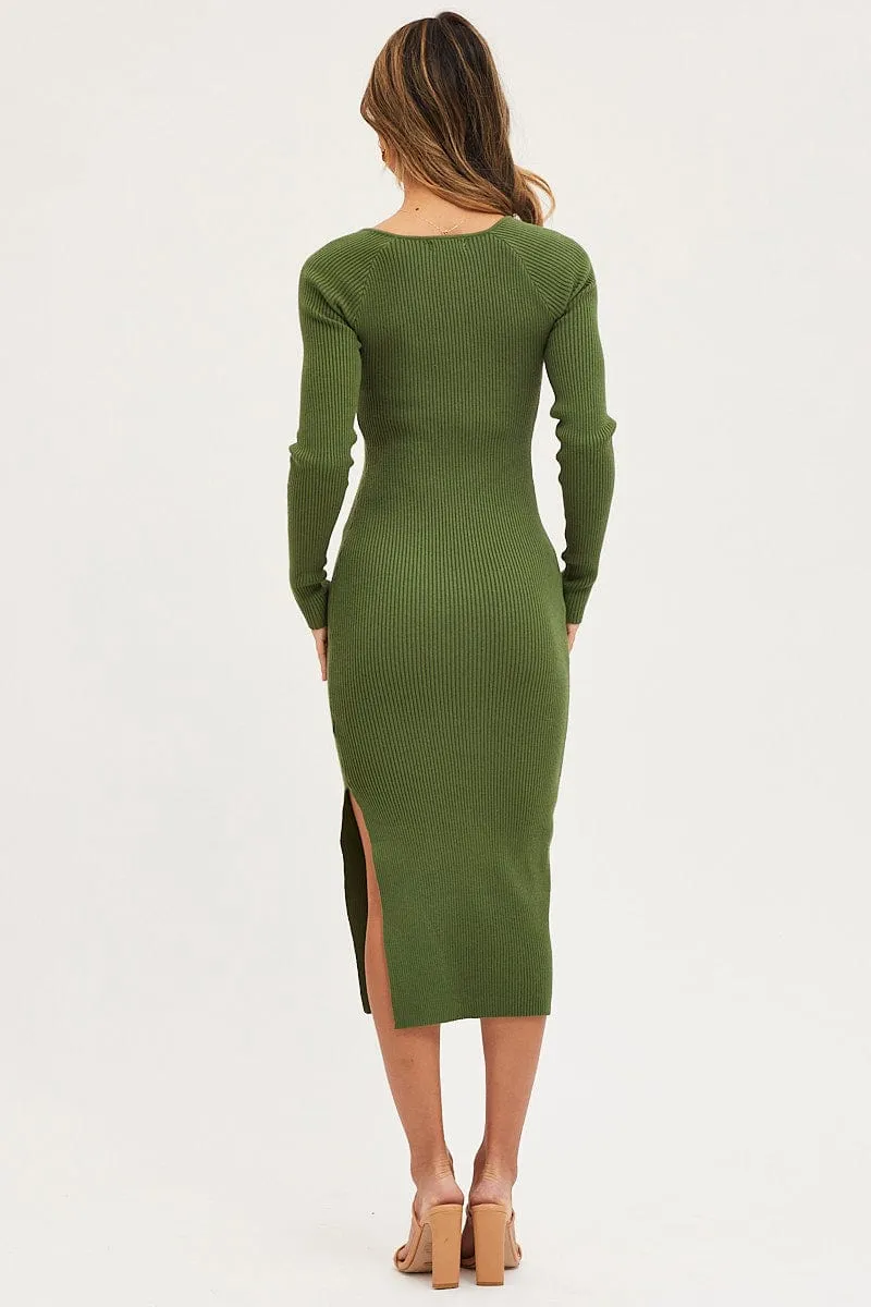 Green Dress Long Sleeve Mini Sweet Heart Knit sold by Ally Fashion product image thumbnail 5
