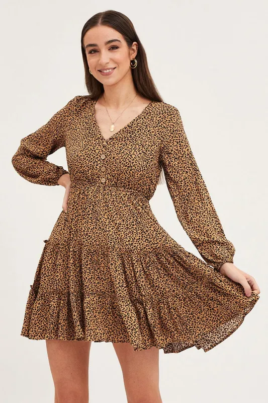 Print Skater Dress Long Sleeve Mini sold by Ally Fashion