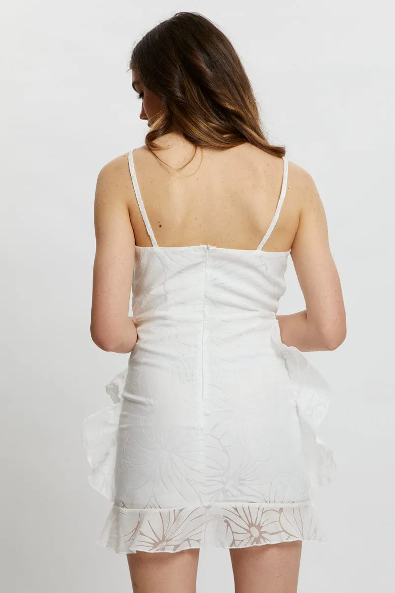 White Scoop Neck Ruffle Dress sold by Ally Fashion product image thumbnail 3