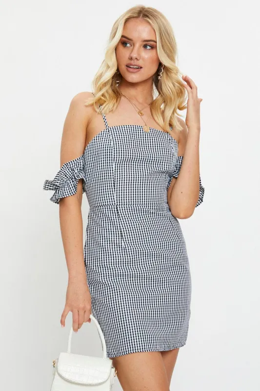 Check Gingham Off Shoulder Mini Dress sold by Ally Fashion