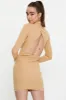 Beige Ribbed Bodycon Dress sold by Ally Fashion