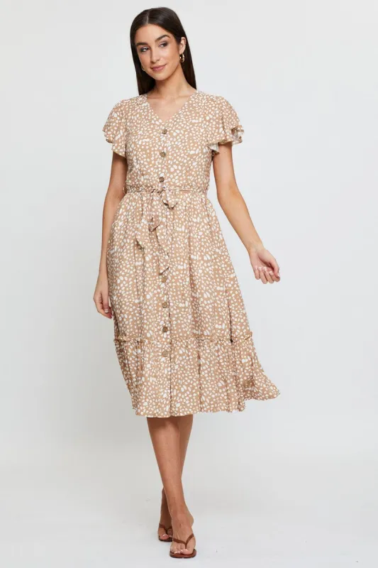 Geo Print Midi Dress Short Sleeve sold by Ally Fashion