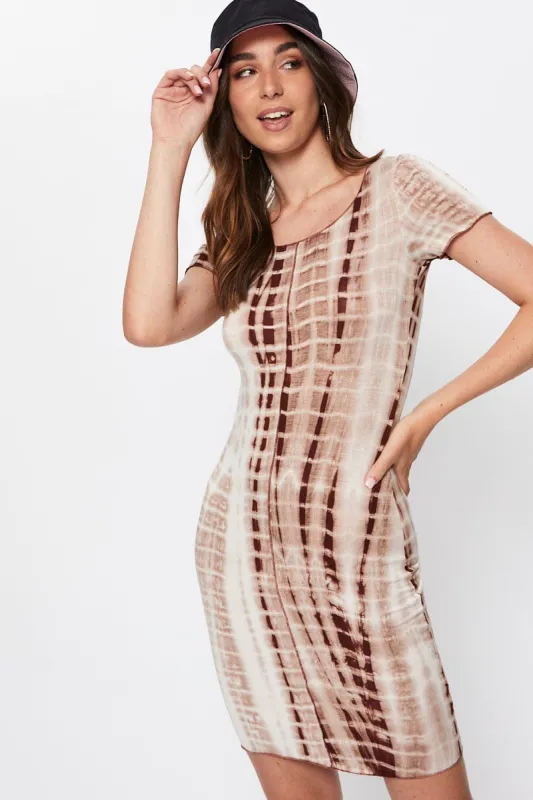 Print Tie Dye Overlocked Bodycon Dress sold by Ally Fashion