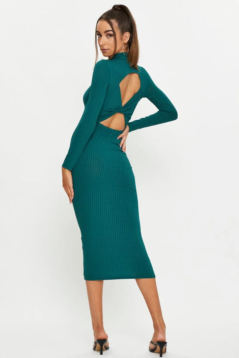 Green Twist Back Bodycon Dress sold by Ally Fashion product image thumbnail 4