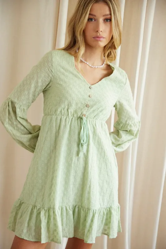 Green Mini Dress Long Sleeve sold by Ally Fashion