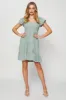 Green Mini Dress Puff Sleeve Skater sold by Ally Fashion