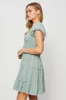 Green Mini Dress Puff Sleeve Skater sold by Ally Fashion