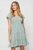 Green Mini Dress Puff Sleeve Skater sold by Ally Fashion