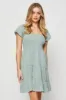 Green Mini Dress Puff Sleeve Skater sold by Ally Fashion