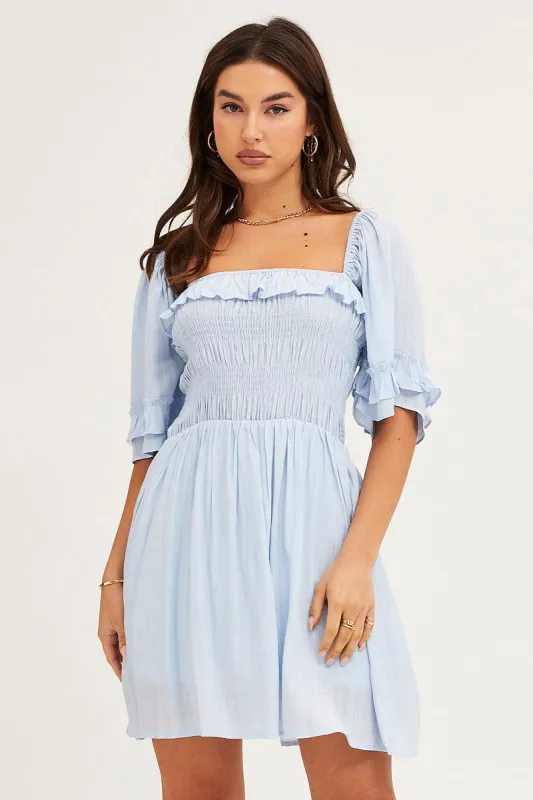 Blue Mini Dress Short Sleeve sold by Ally Fashion