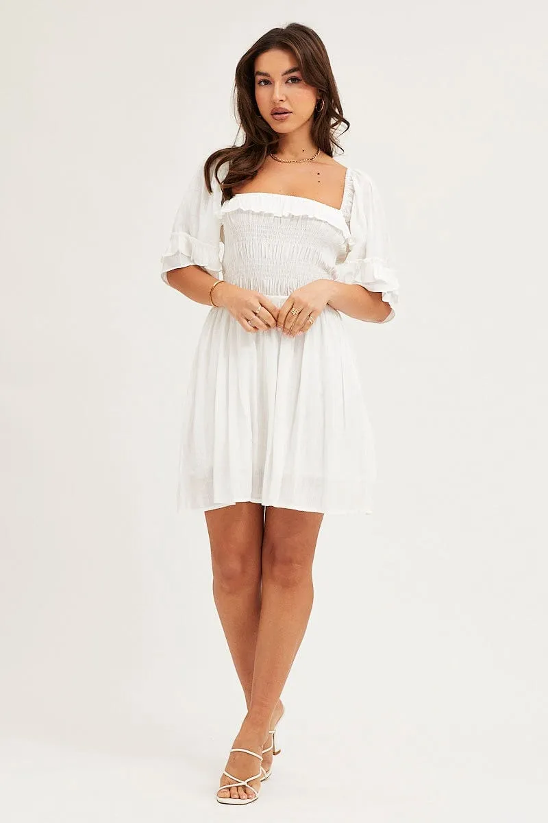 White Mini Dress Short Sleeve sold by Ally Fashion product image thumbnail 2