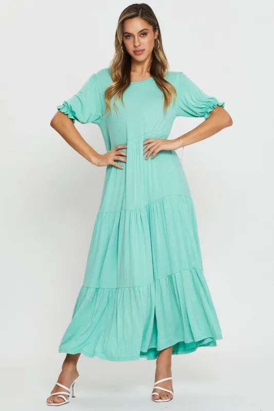 Green Tiered Maxi Dress sold by Ally Fashion