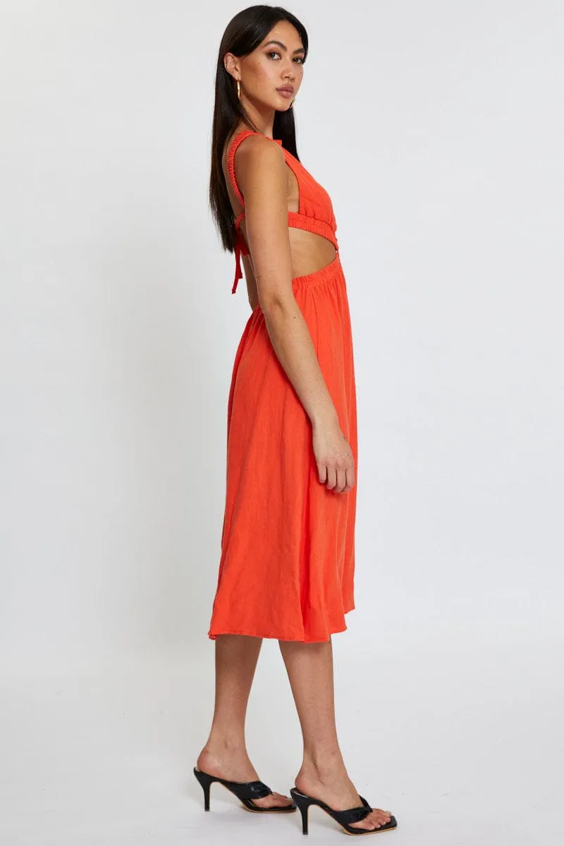 Orange Midi Dress Sleeveless sold by Ally Fashion product image thumbnail 4