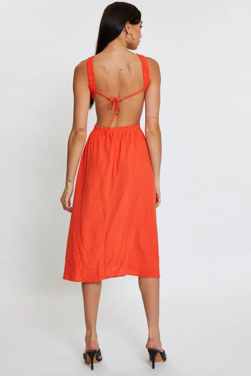 Orange Midi Dress Sleeveless sold by Ally Fashion product image thumbnail 5