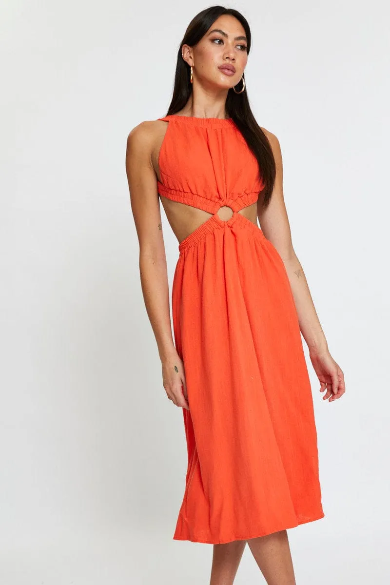 Orange Midi Dress Sleeveless sold by Ally Fashion product image thumbnail 2