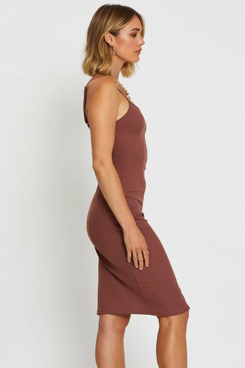Brown Bodycon Dress Sleeveless Square Neck sold by Ally Fashion product image thumbnail 4