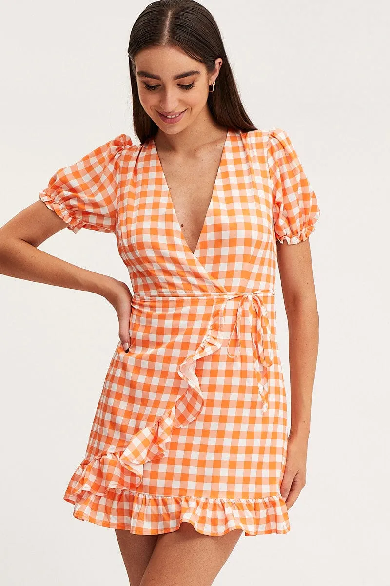 Check Wrap Dress Short Sleeve sold by Ally Fashion product image thumbnail 3