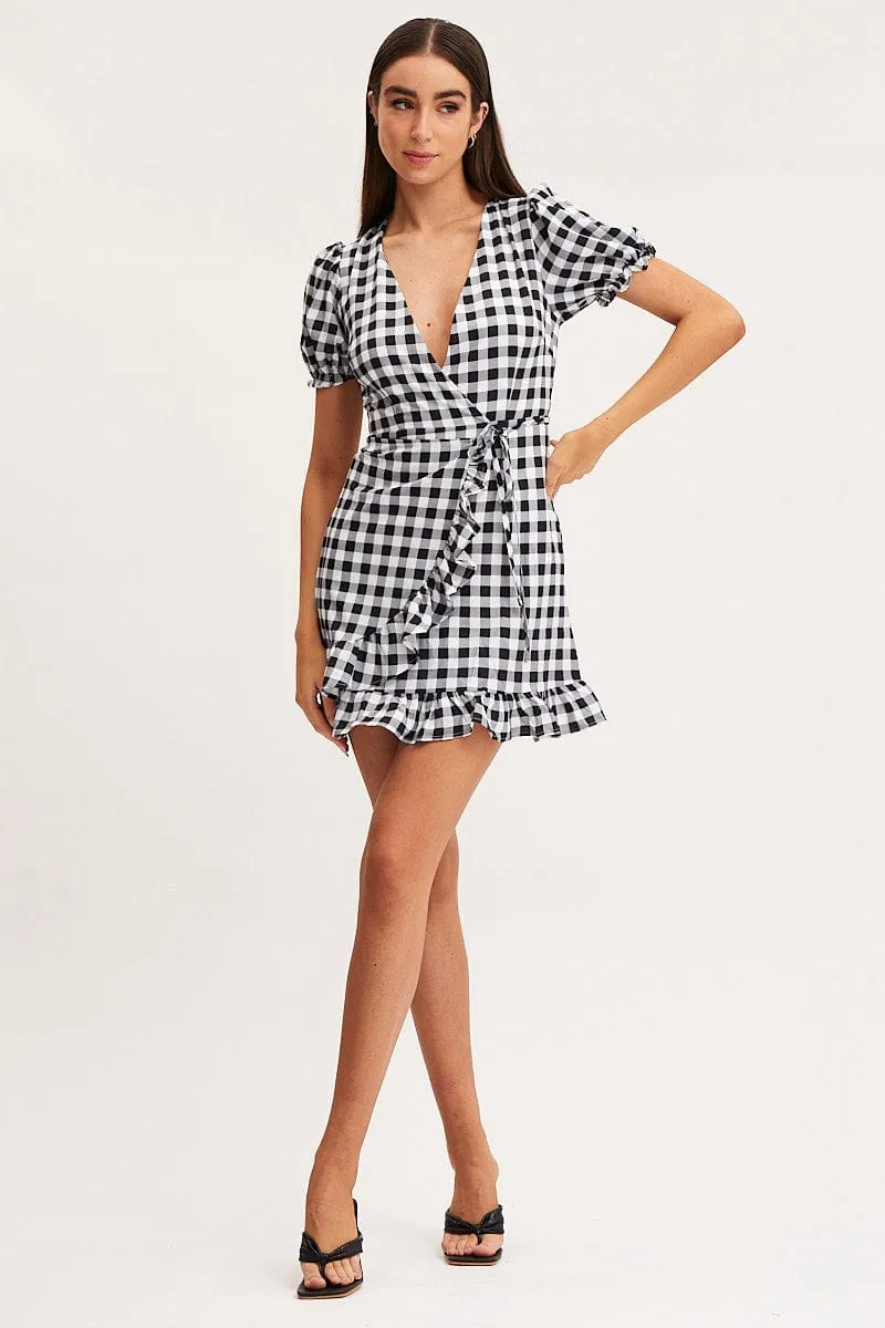 Check Wrap Dress Short Sleeve sold by Ally Fashion product image thumbnail 2