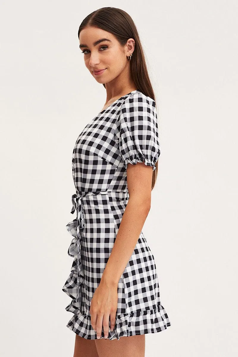 Check Wrap Dress Short Sleeve sold by Ally Fashion product image thumbnail 4