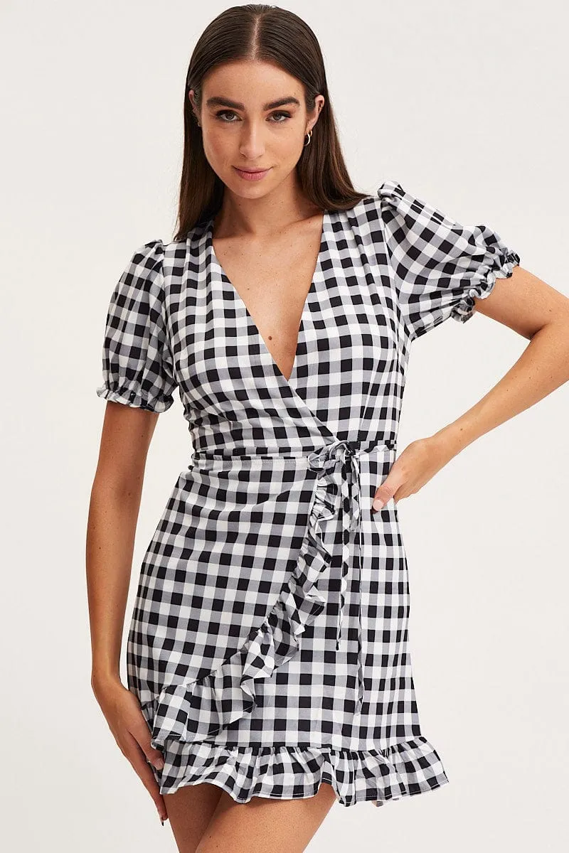 Check Wrap Dress Short Sleeve sold by Ally Fashion product image thumbnail 3