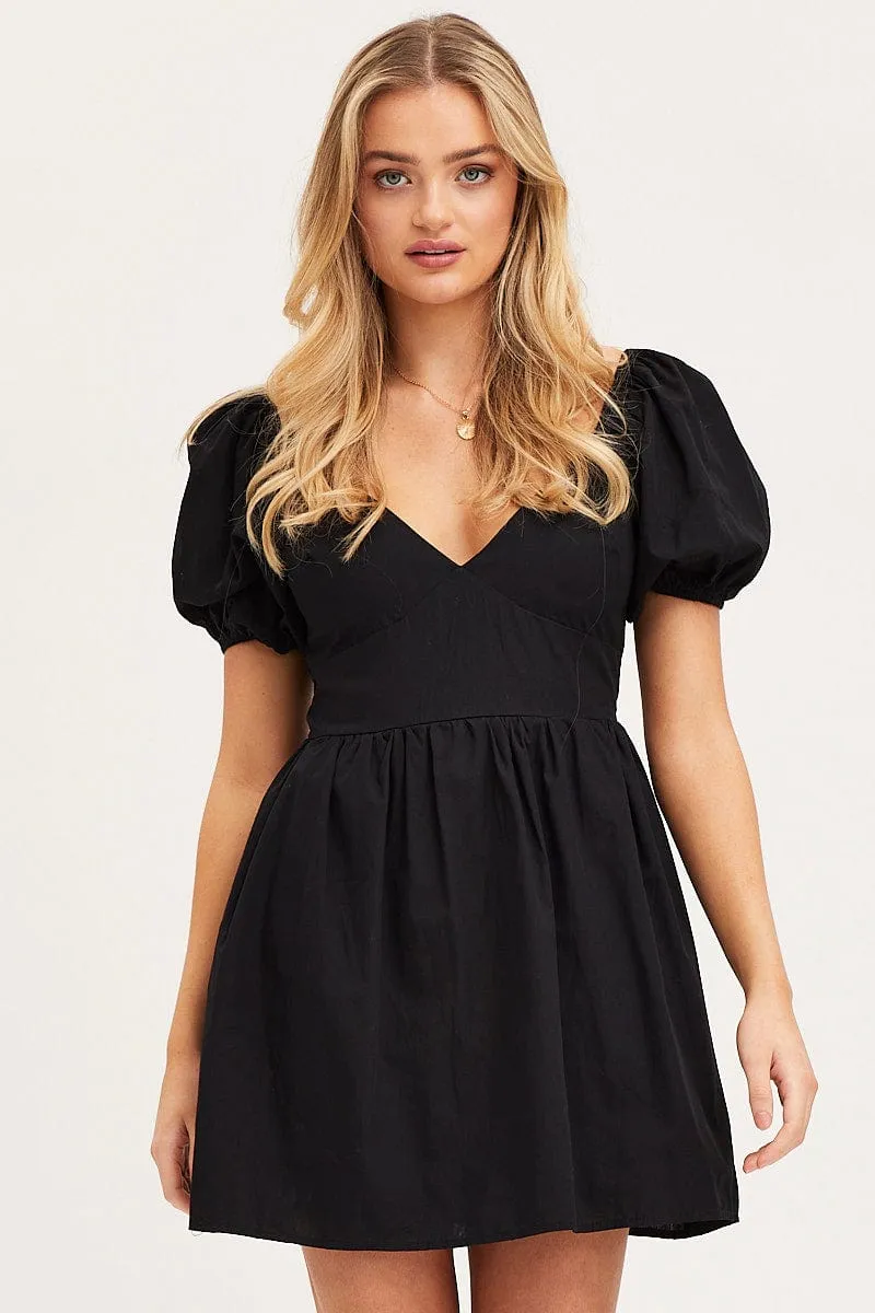 Black Mini Dress Short Sleeve sold by Ally Fashion