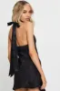 Black Mini Dress Cowl Neck Satin sold by Ally Fashion