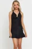 Black Mini Dress Cowl Neck Satin sold by Ally Fashion