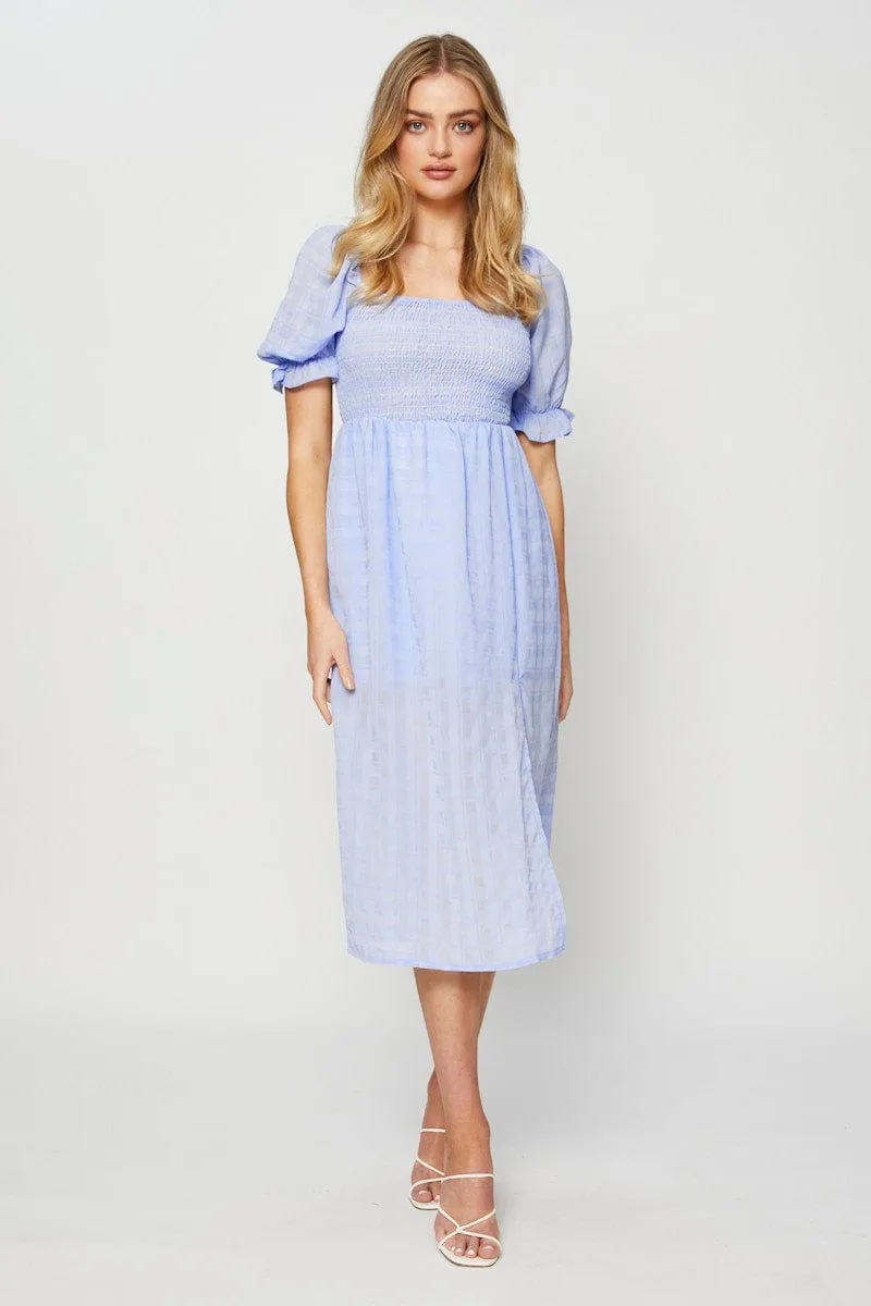 Blue Midi Dress Short Sleeve sold by Ally Fashion product image thumbnail 3