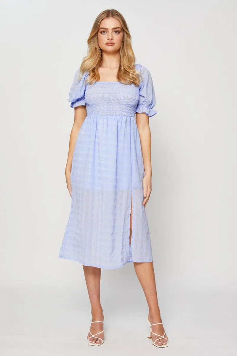 Blue Midi Dress Short Sleeve sold by Ally Fashion