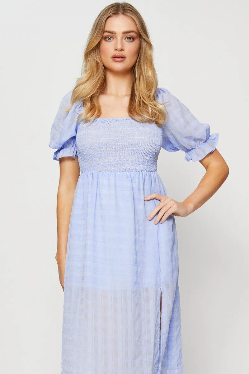 Blue Midi Dress Short Sleeve sold by Ally Fashion product image thumbnail 2