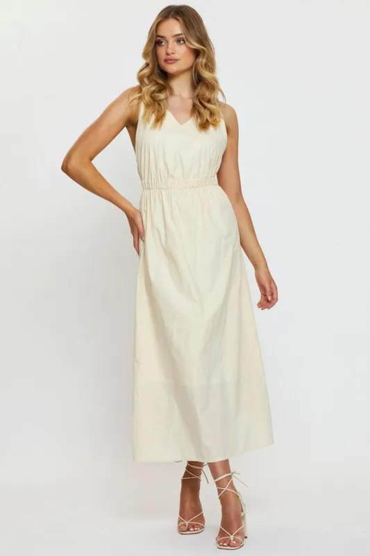 Beige Maxi Dress Sleeveless sold by Ally Fashion