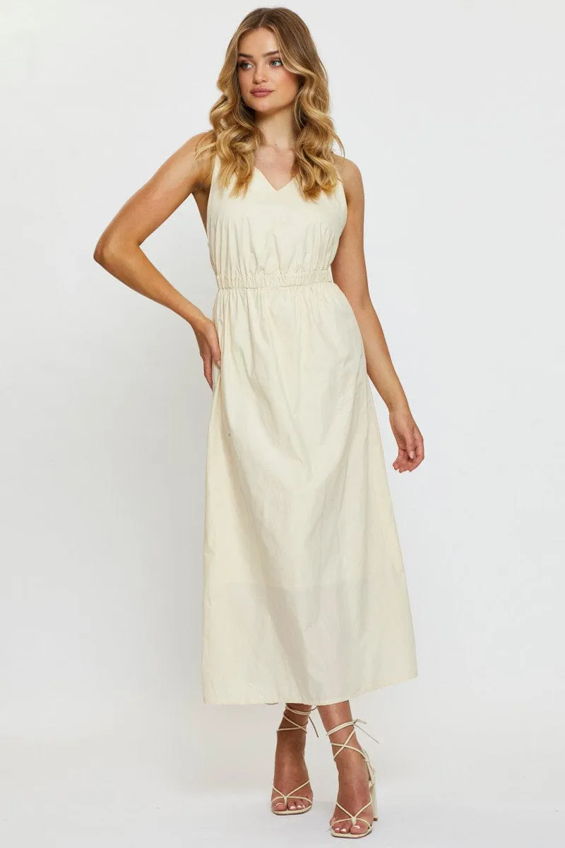 Beige Maxi Dress Sleeveless sold by Ally Fashion