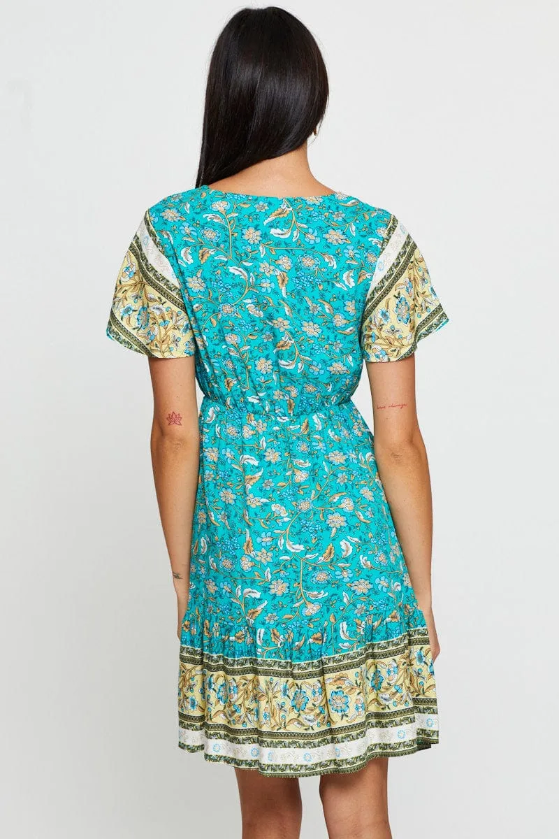 Boho Print Mini Dress Short Sleeve sold by Ally Fashion product image thumbnail 5