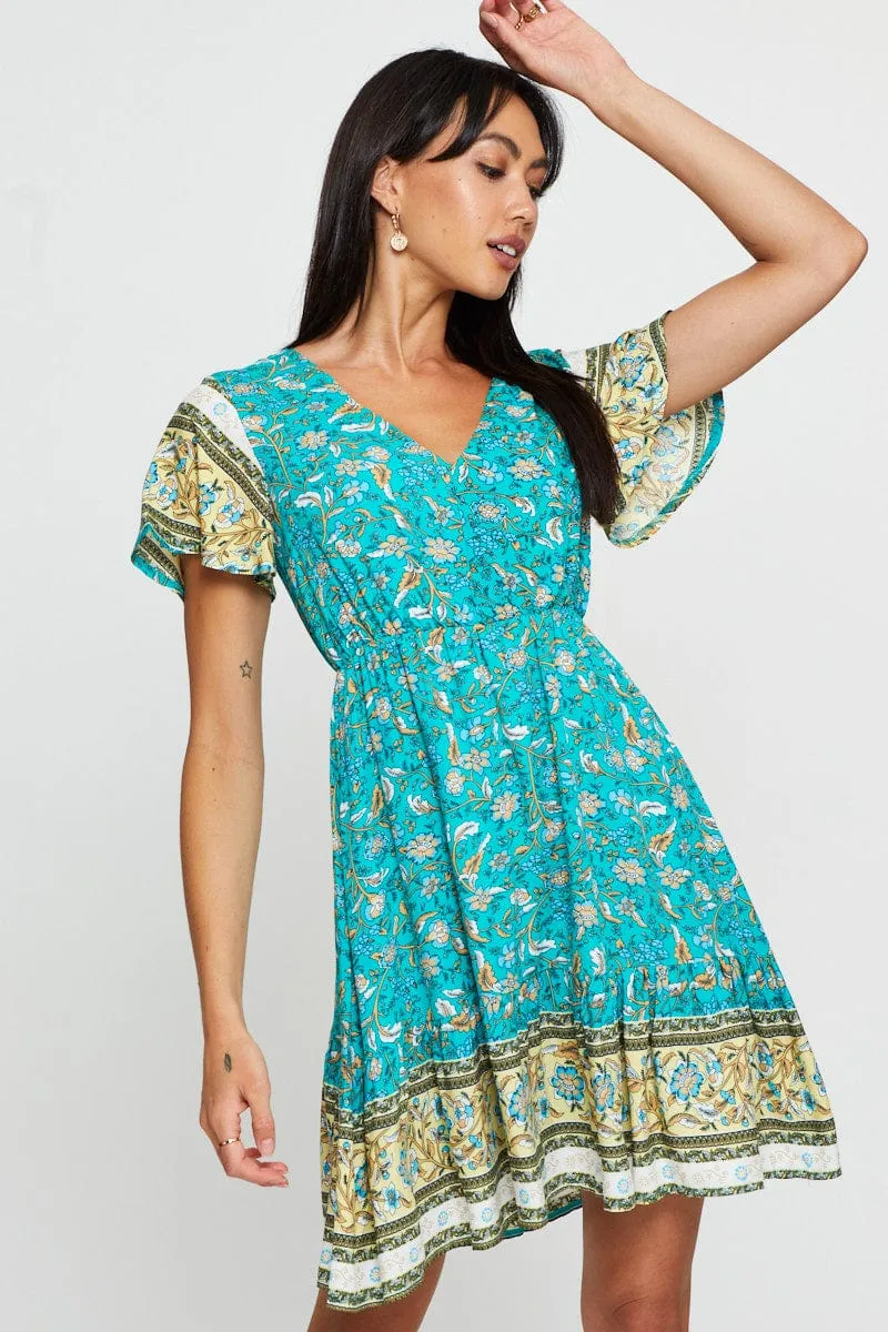 Boho Print Mini Dress Short Sleeve sold by Ally Fashion product image thumbnail 3